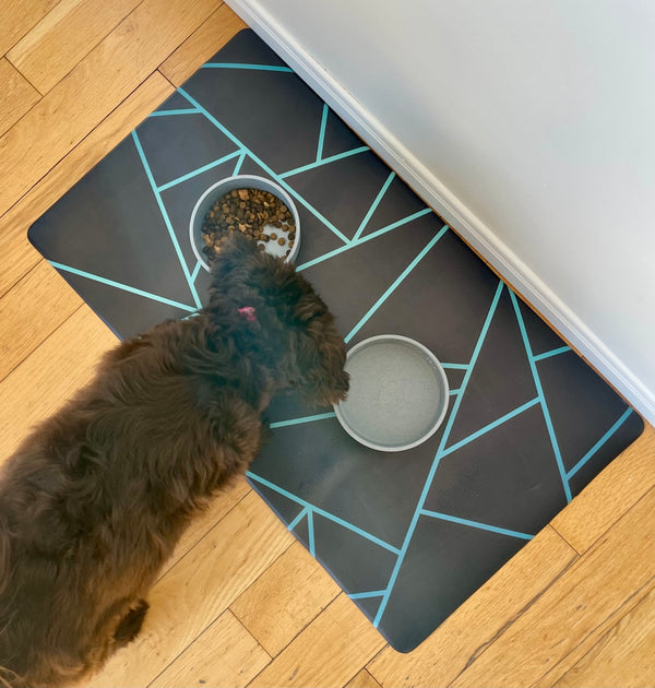 Pet food mat | avant-garde teal