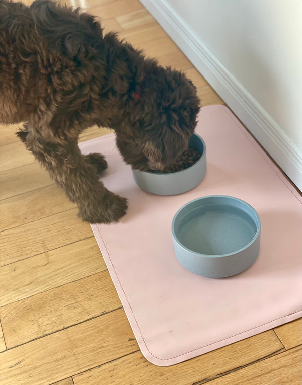 Leather pet food mat | 22"x14" | Pink