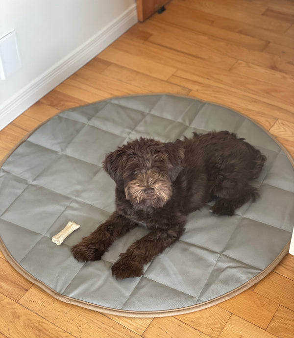 DOG TRAVEL BED | 35'' |  Tan + Gray