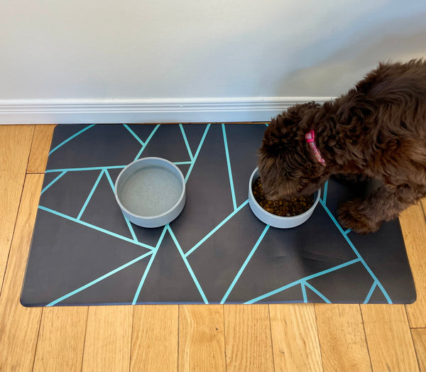 Pet food mat | avant-garde teal