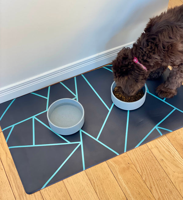 Pet food mat | avant-garde teal