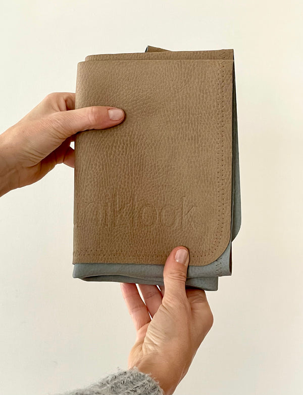 tan and gray vegan leather uniklook shown fold in small