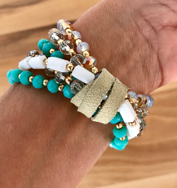 Turquoise | Glass beads | Stretch Bracelet