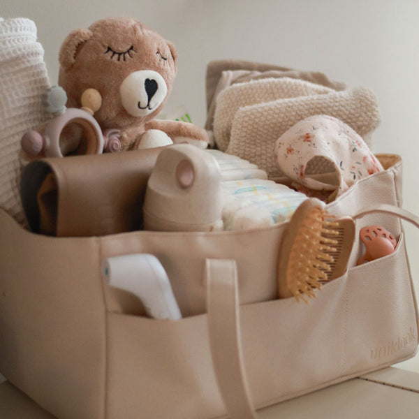 Vegan Leather | Caddy Diaper Bag | Cream