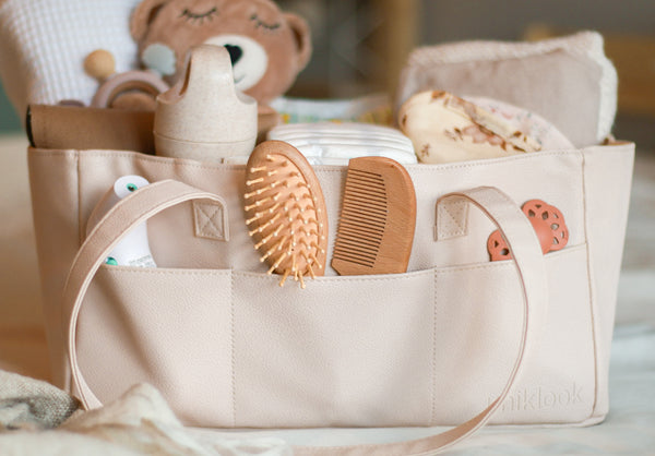 Vegan Leather | Caddy Diaper Bag | Cream