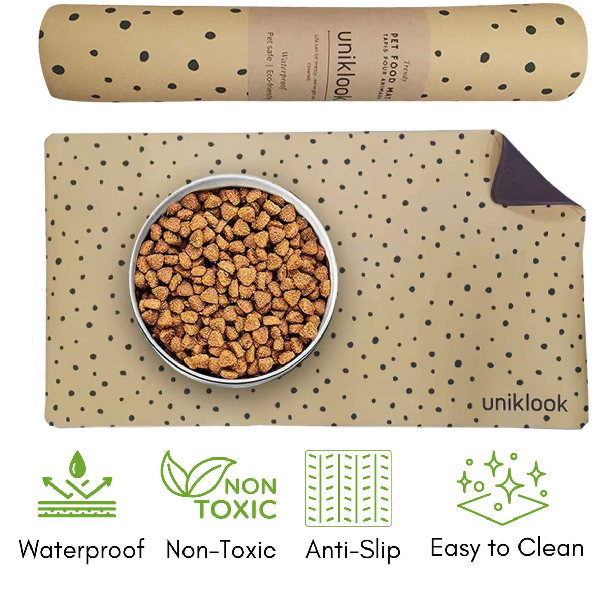 Uniklook Calm design Pet food mat, dog mat for food and water bowl
