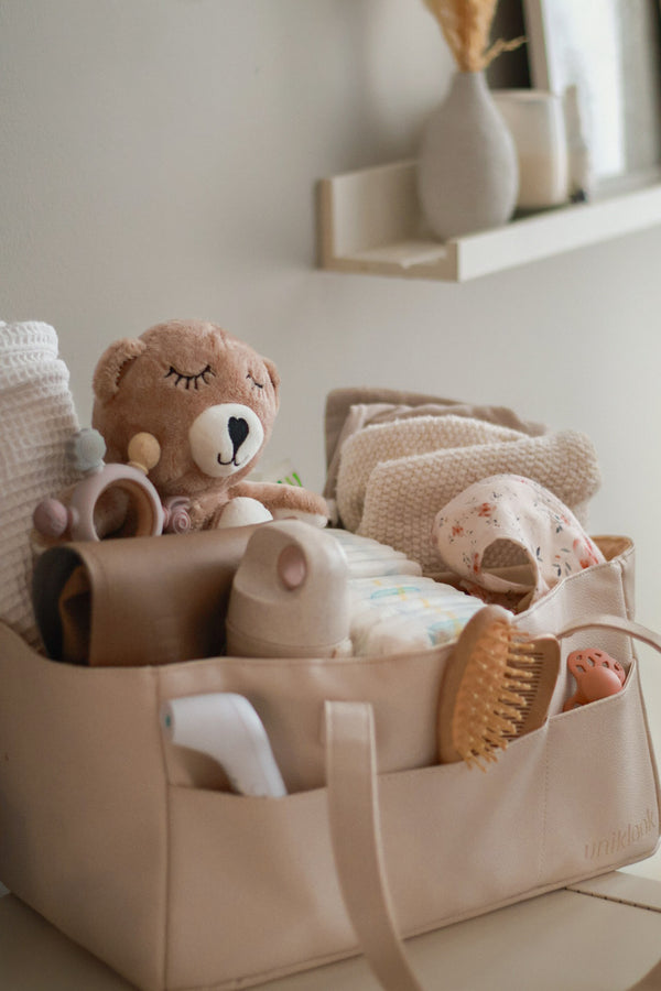 Vegan Leather | Caddy Diaper Bag | Cream