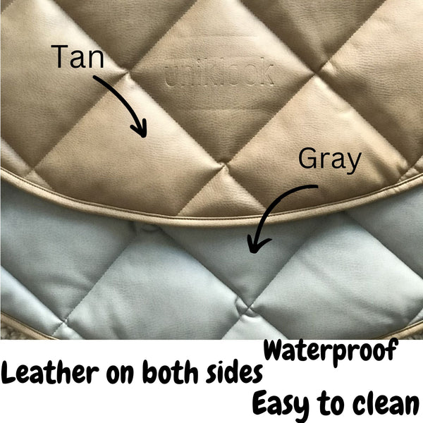 QUILTED FLOOR MAT | 35" | TAN + GRAY