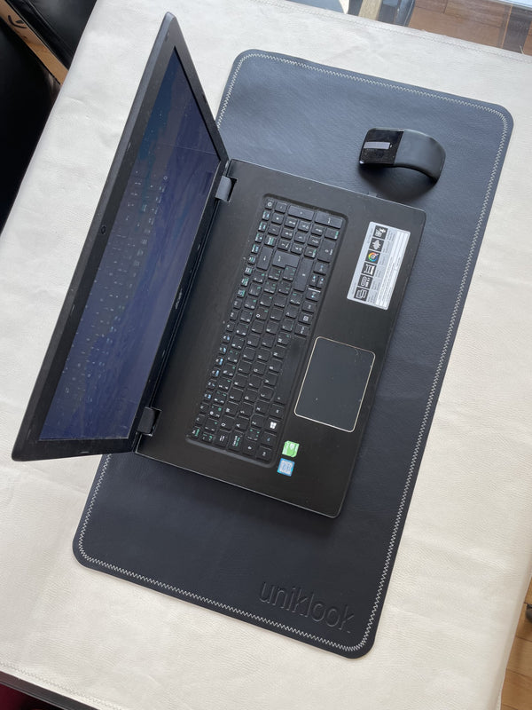 DESK MAT | 16"X30" | BLACK + OFF WHITE