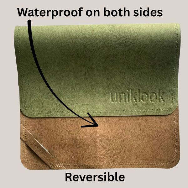 Mini tapis en cuir végétalien Vert + Tan