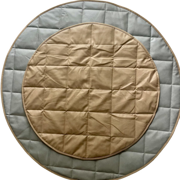QUILTED FLOOR MAT | 35" | TAN + GRAY