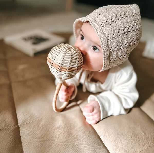 QUILTED FLOOR MAT | 35" | TAN + GRAY