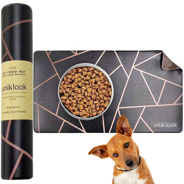 Pet food mat | Black + Pink | Modern Design