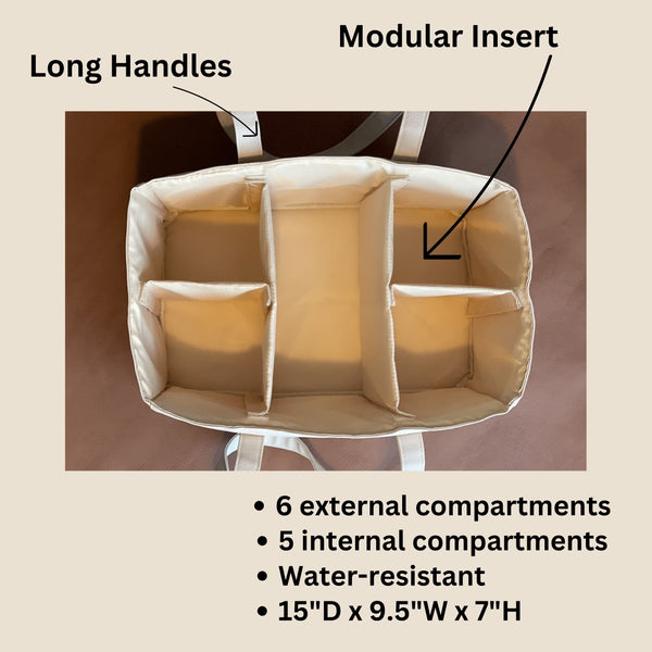Vegan Leather | Caddy Diaper Bag | Cream