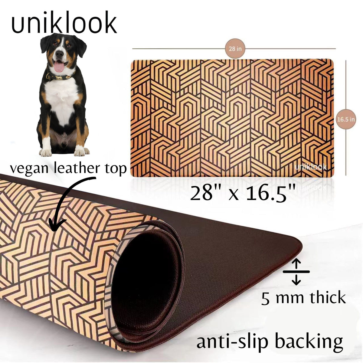 Pet food mat Elegant Large size Waterproof Perfect for food and water bowl for dogs cats Uniklook