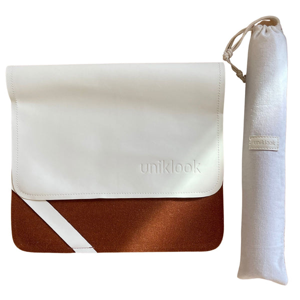 Vegan Leather mat + Caddy Diaper Bag | Tan