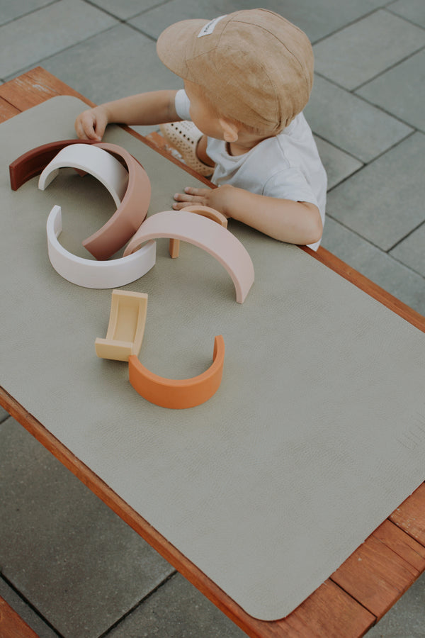 Mini tapis en cuir végétalien Vert + Tan