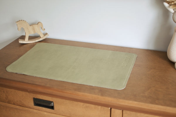 Mini tapis en cuir végétalien Vert + Tan