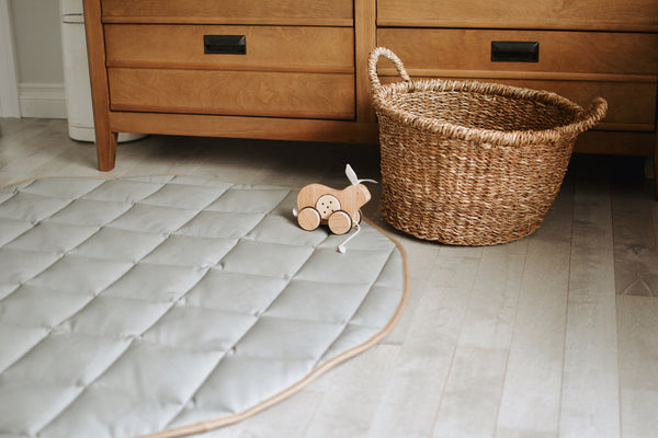 QUILTED FLOOR MAT | 35" | TAN + GRAY