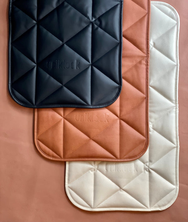 QUILTED LEATHER MAT | CREAM