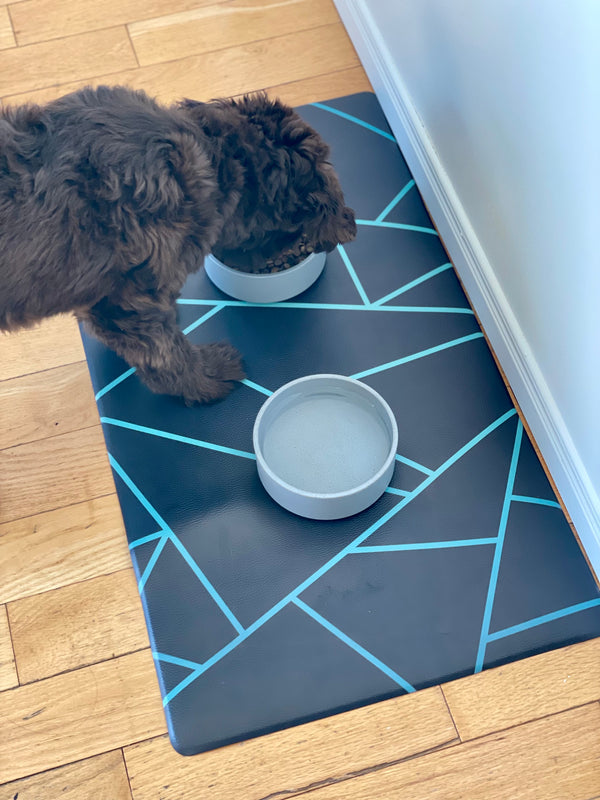 Pet food mat | avant-garde teal