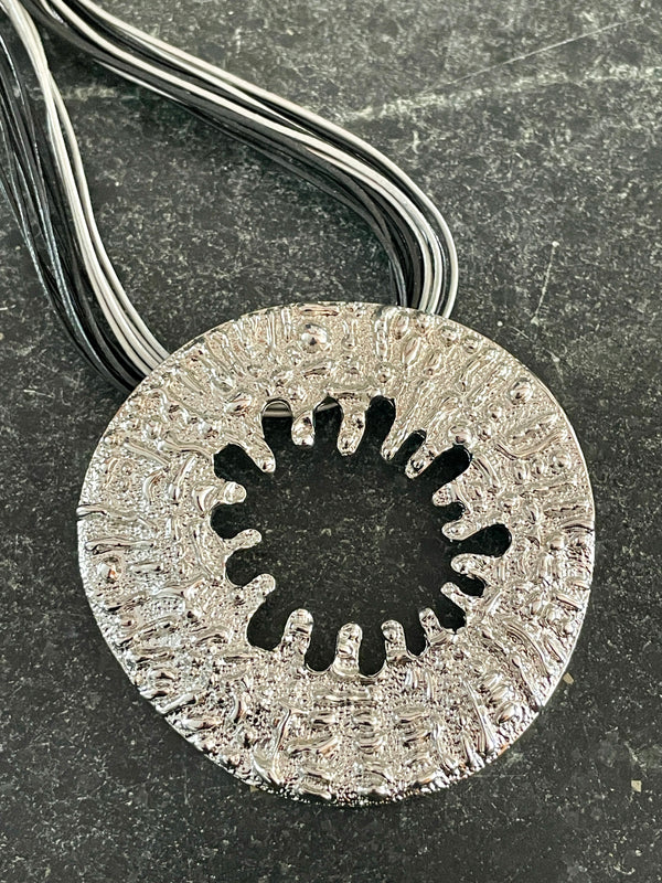 Silver Sunburst Necklace & Earrings Set