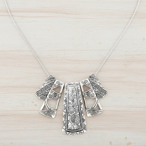 Bohemian Etched Tribal Statement Necklace