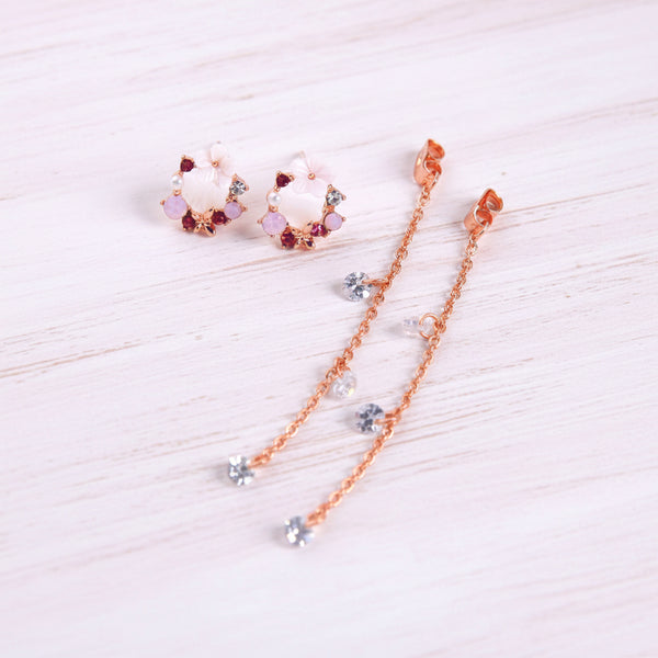 Necklace with colorful beads on a white background