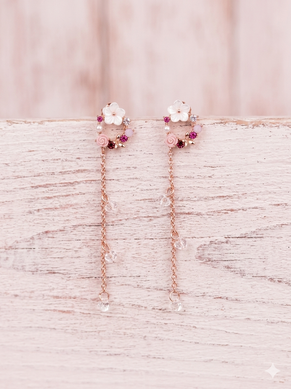 Floral Chic Rose Gold Ear Jacket Earrings