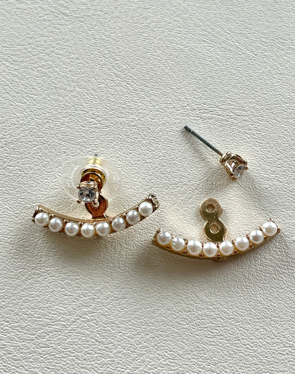 Mini Pearl Arc Jacket Earrings