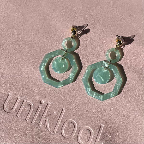 Mint Acrylic Statement Earrings