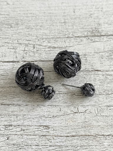 Black Wire Ball Earrings