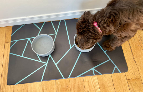 Pet food mat | avant-garde teal