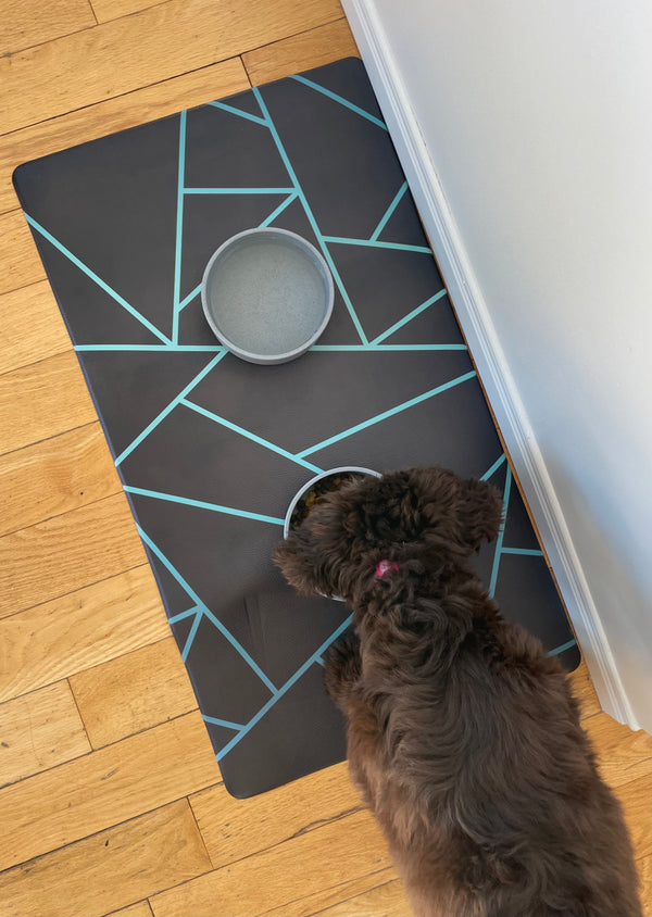 Pet food mat | avant-garde teal