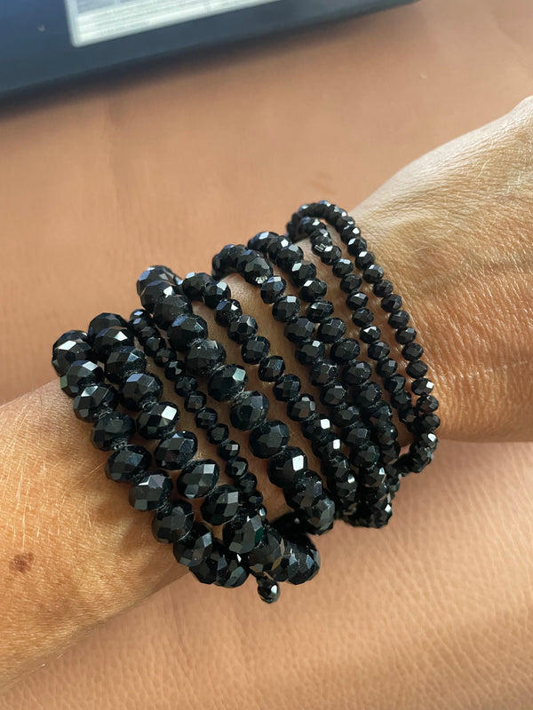 Black | Glass beads | Layered Bracelet