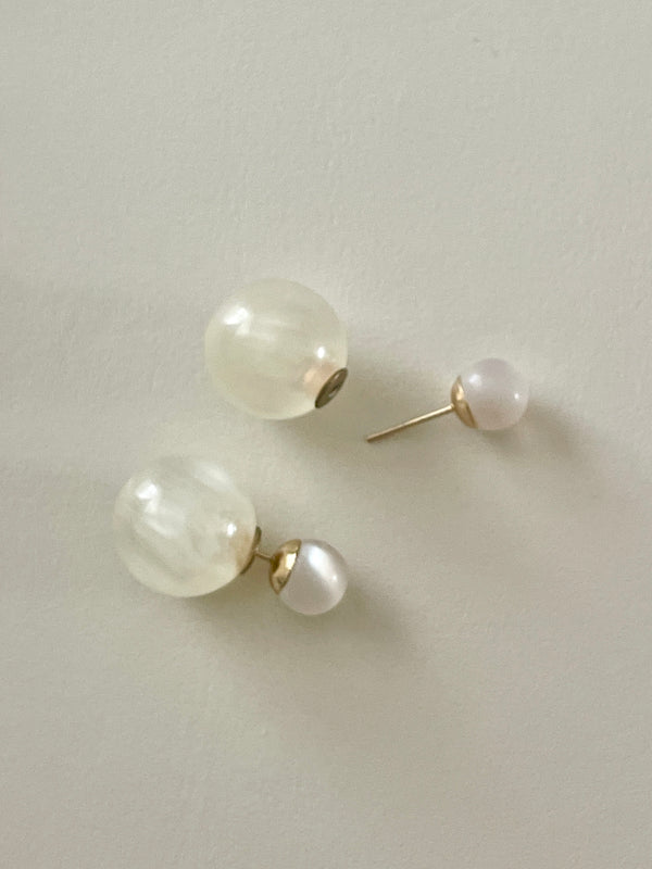 Cream translucent Double Sided Earrings