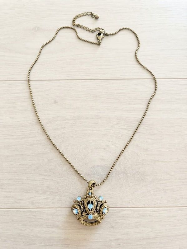 Royal Crown Turquoise Crystal Pendant Necklace