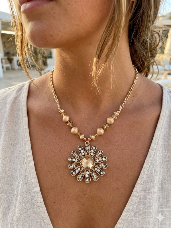Sparkling Flower pendant necklace