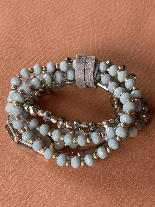 Gray | Glass beads | Stretch Bracelet