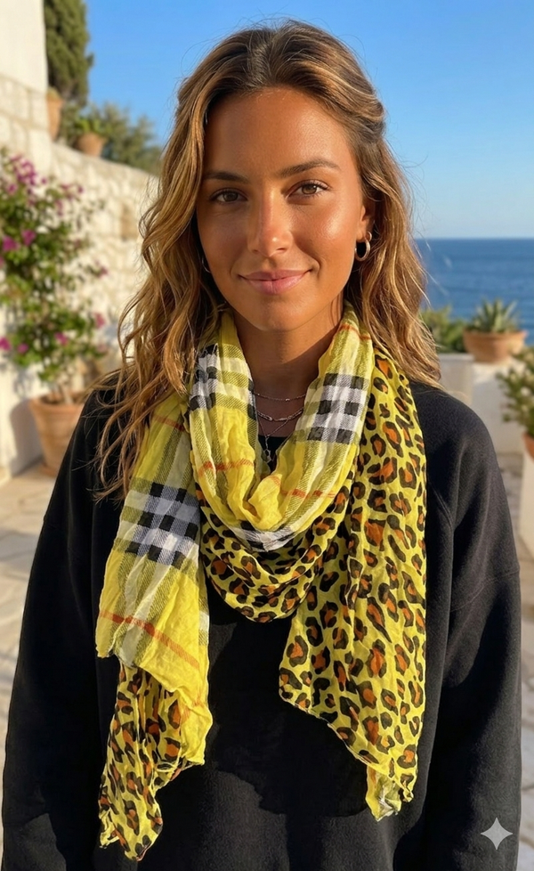 Yellow Check Leopard Mix Match Sacrf