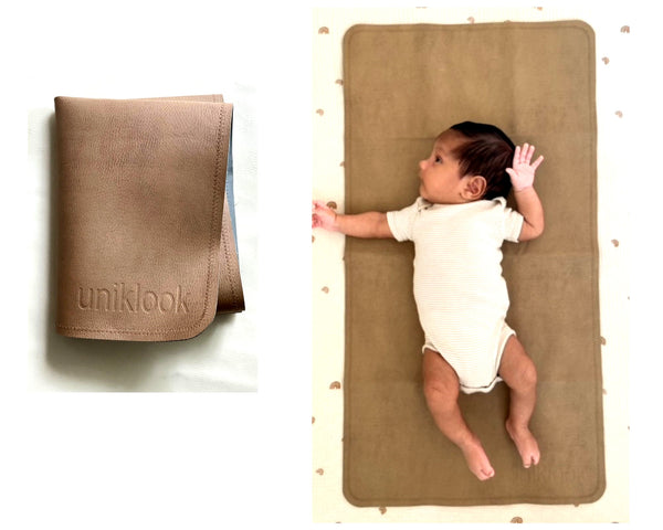 Uniklook tan cloud vegan leather portable, foldable changing pad