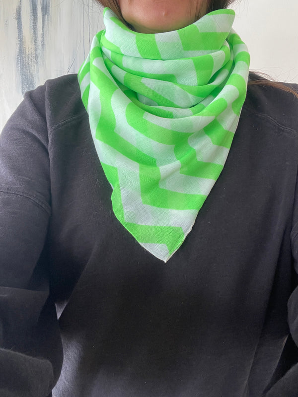 Lime White Zigzag Scarf