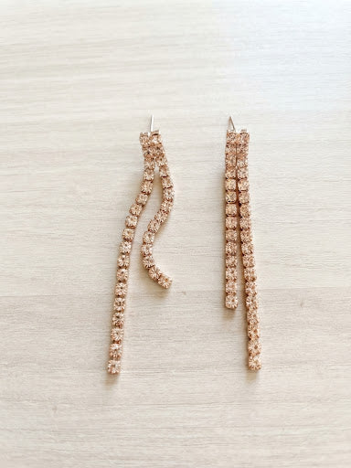 Rose Gold & Clear Crystal Fringe Dangle Earrings