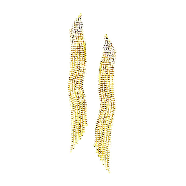Sparkling Fringe Gold + AB Earrings