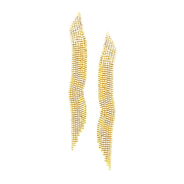 Sparkling Fringe Gold + Clear Earrings
