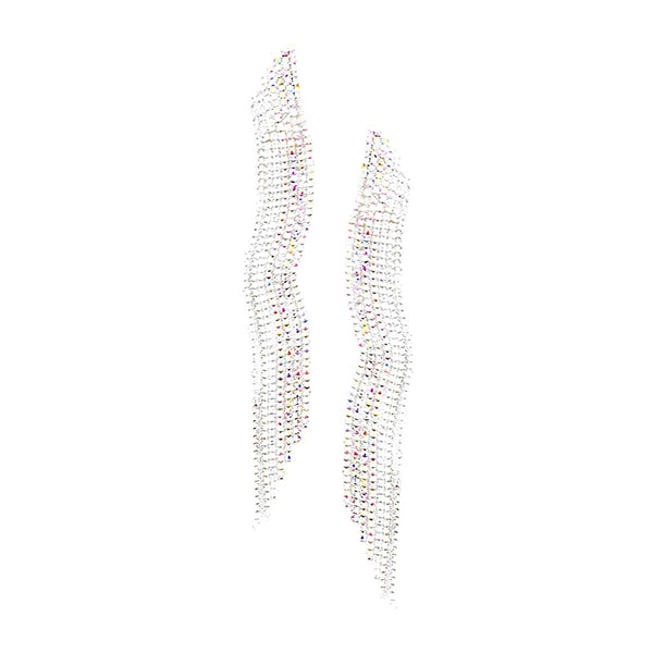 Sparkling Fringe Silver Earrings