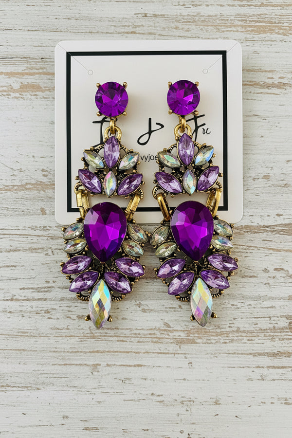 Boucles d'oreilles pendantes bleue + dorées