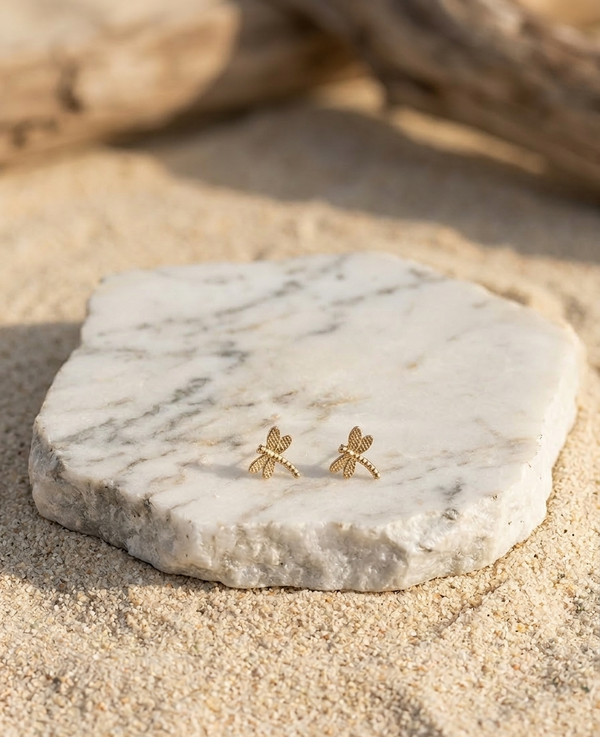 Mini Gold Firefly Earrings