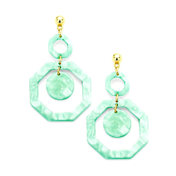Mint Acrylic Statement Earrings