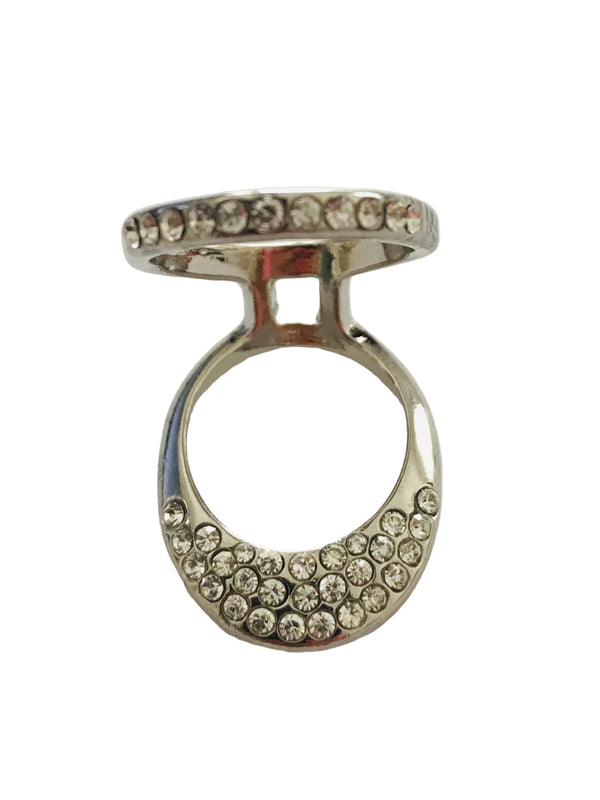 Silver + Rhinestones Statement Ring